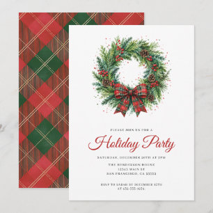 Invitation Couronne de Noël festive Fête de fin d'année