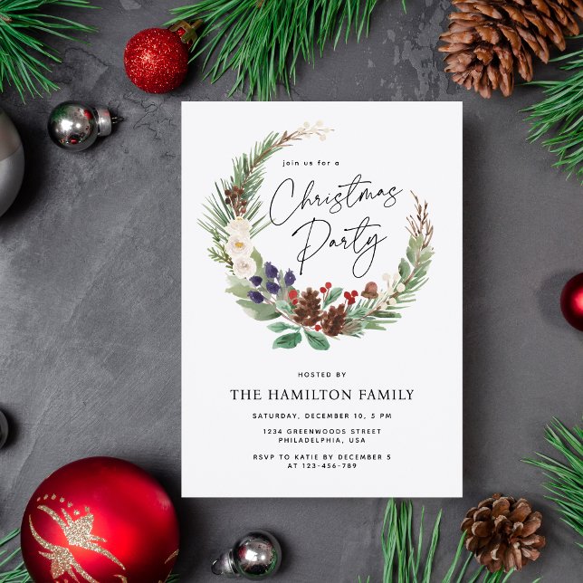 Invitation Couronne de Noël Fête de Fêtes (Créateur téléchargé)