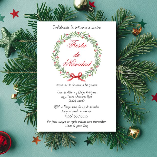 Invitation Couronne de Noël Fiesta Espagnole Fête de Noël (Créateur téléchargé)