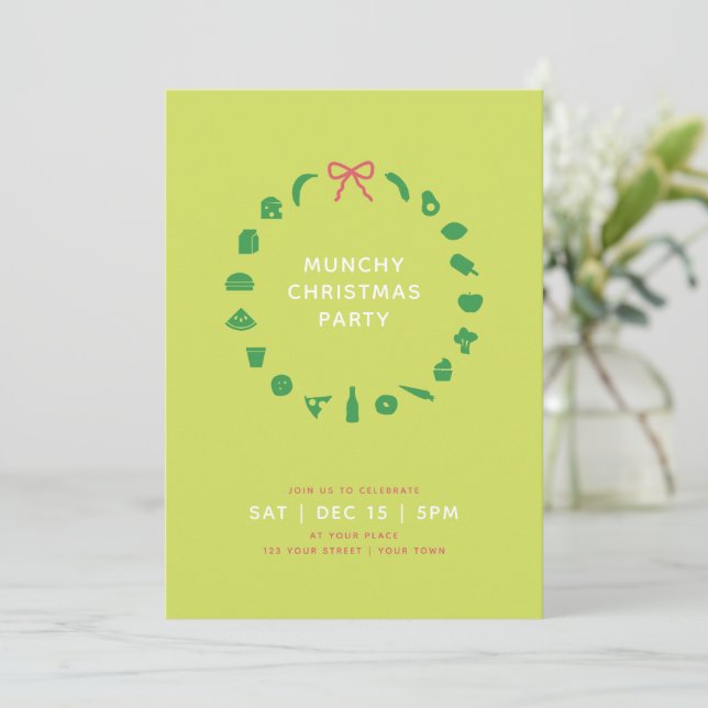 Invitation Couronne de Noël pour gourmands | Couleur modifiab (Debout devant)