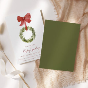 Invitation Couronne de Noël Red Bow   Open House