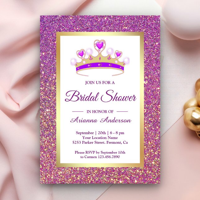 Invitation Couronne de paillettes violettes pour la princesse (Créateur téléchargé)