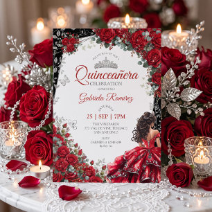 Invitation Couronne de papillon argent et noir pour Quinceane