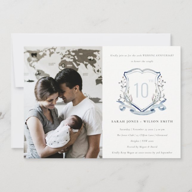 Invitation Couronne de photo de mariage de fleurs sauvages bl (Devant)