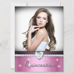 Invitation Couronne de photo de Quinceanera 15 ans faux diama