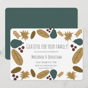 Invitation Couronne de poire de verdure pour la fête de Thank