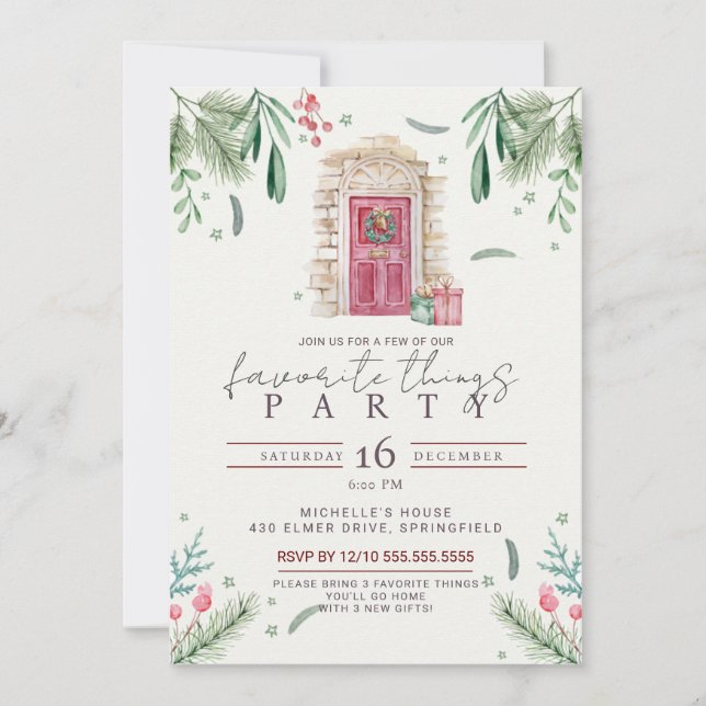Invitation Couronne de porte pour la fête des choses préférée (Devant)