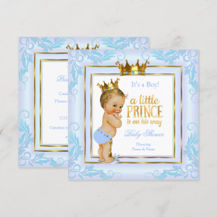 Invitation Couronne de prince héritier bébé shower blond or b