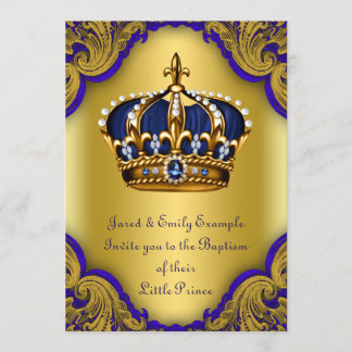 Invitation Couronne de prince héritier garçon baptême bleu ro