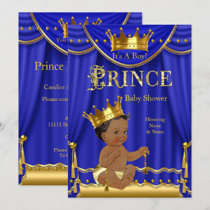 Invitation Couronne de prince royal bleu bébé Shower or Ethni
