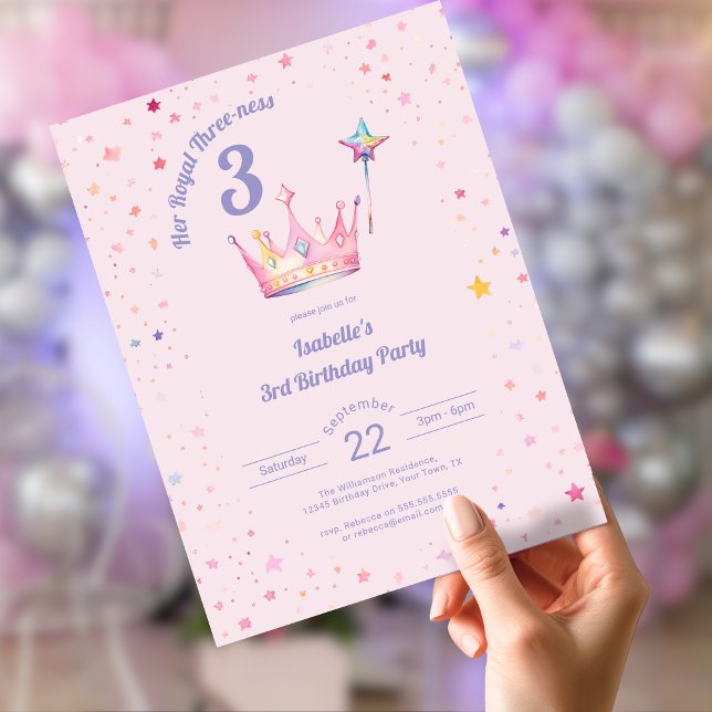 Invitation Couronne de princesse 3e anniversaire Son Altesse  (Créateur téléchargé)