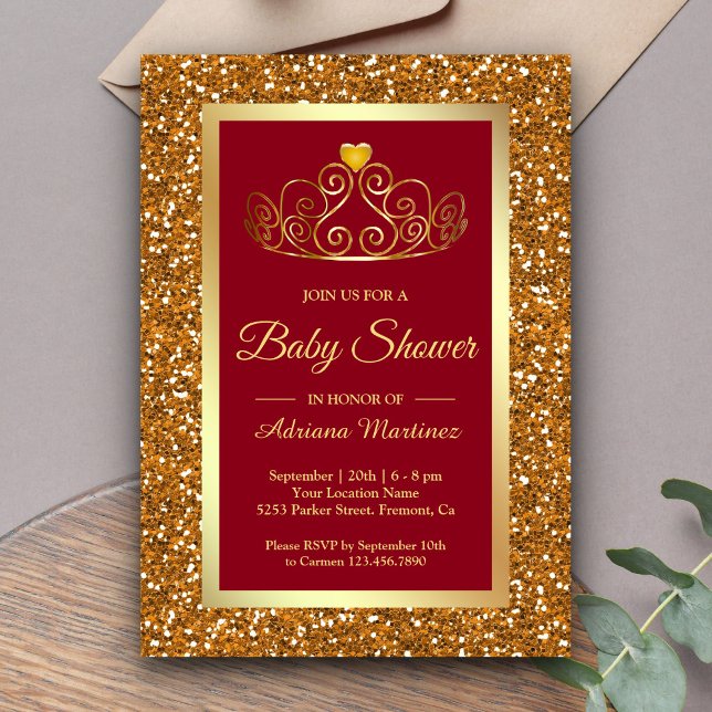 Invitation Couronne de princesse à paillettes d'or faux pour  (Créateur téléchargé)