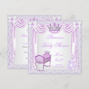 Invitation Couronne de princesse Baby Shower Lilas Berceau Sa