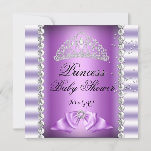 Invitation Couronne de Princesse Blanche Violette pour Fille  (Devant)
