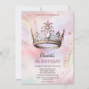 Invitation Couronne de Princesse Elégante Château Anniversair