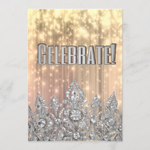 Invitation Couronne de Princesse en Or et Argent de Célébrati