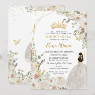 Invitation Couronne de princesse en or Quinceanera 15 XV