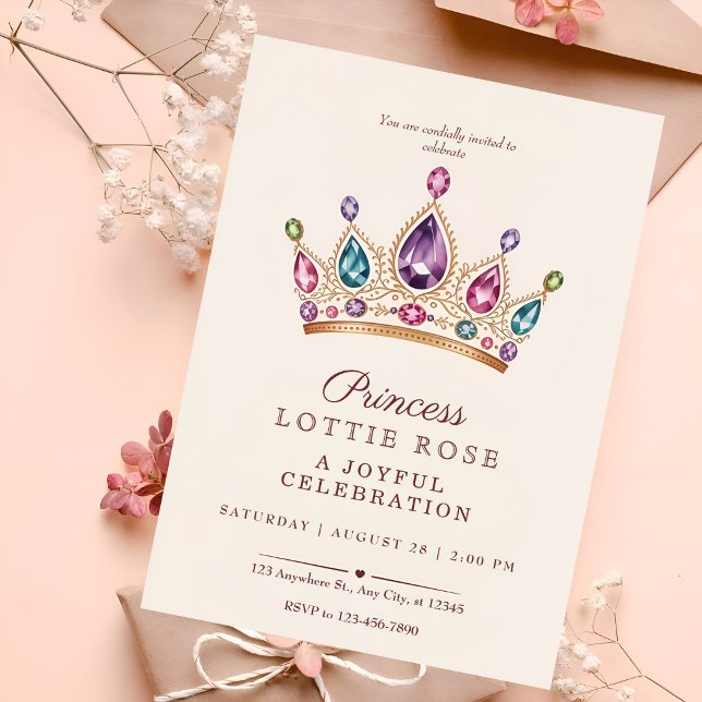 Invitation Couronne de princesse en or rose Célébration de co (Créateur téléchargé)