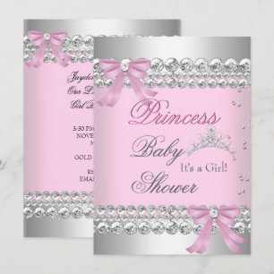 Invitation Couronne de Princesse Fille Baby Shower Blanche Ro