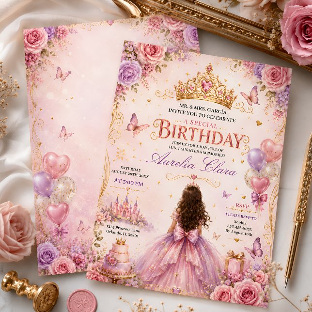 Invitation Couronne de Princesse Florale Anniversaire (Créateur téléchargé)