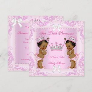 Invitation Couronne de princesse perles roses jumelles Baby S
