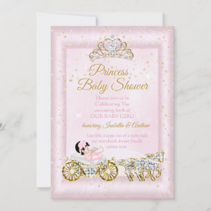 Invitation Couronne de Princesse pour Baby Shower Calèche Ros