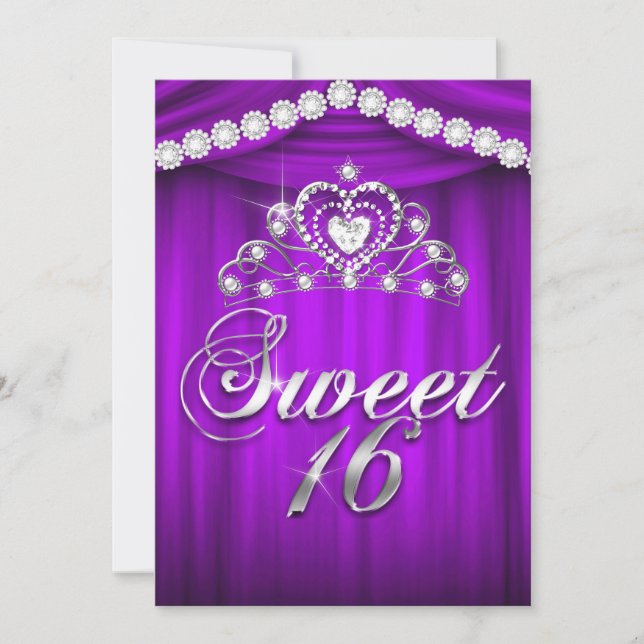 Invitation Couronne de Princesse pour fête des 16 ans Douce T (Devant)