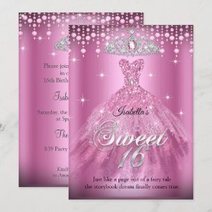 Invitation Couronne de princesse pour un anniversaire de 16 a