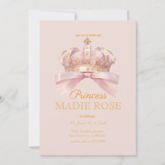 Invitation Couronne de princesse rose anniversaire conte de f