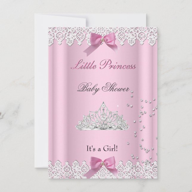 Invitation Couronne de princesse rose blanche pour Baby Showe (Devant)