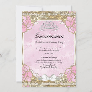 Invitation Couronne de princesse rose or pour anniversaire de
