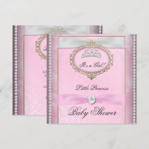 Invitation Couronne de Princesse Rose pour Baby Shower Fille 