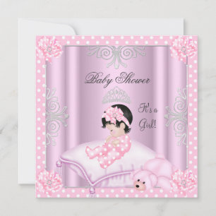 Invitation Couronne de princesse rose pour bébé fille