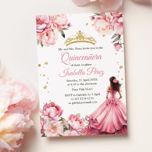 Invitation Couronne de princesse rose pour robe de Quinceaner