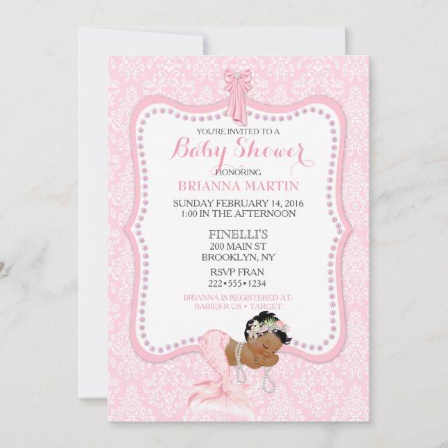 Invitation Couronne de princesse sirène pour bébé fille en da (Devant)