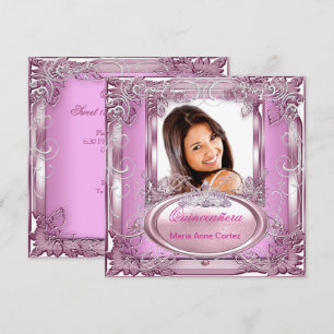 Invitation Couronne de Quinceañera 15 ans Anniversaire Rose B