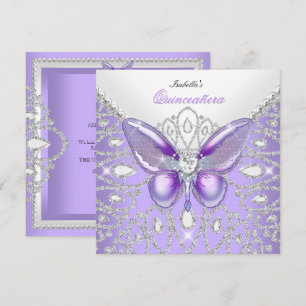 Invitation Couronne de Quinceañera 15 ans Diamants Papillon V