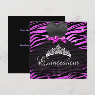 Invitation Couronne de Quinceanera 15 ans Robe Zèbre Rose Cha