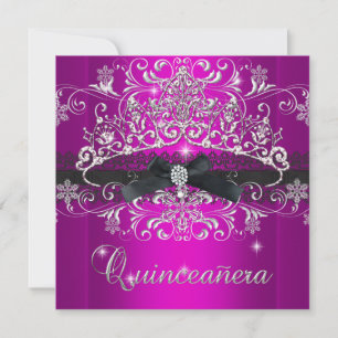 Invitation Couronne de Quinceanera 15 ans rose violet paillet