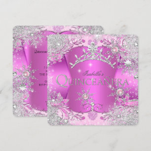 Invitation Couronne de Quinceanera Rose Chaud Hiver Merveille