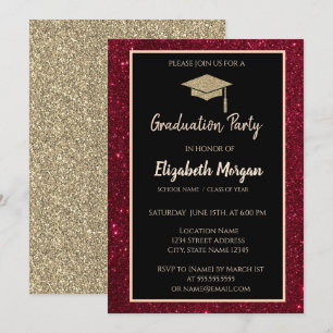 Invitation Couronne de remise de diplôme avec strass rouge et
