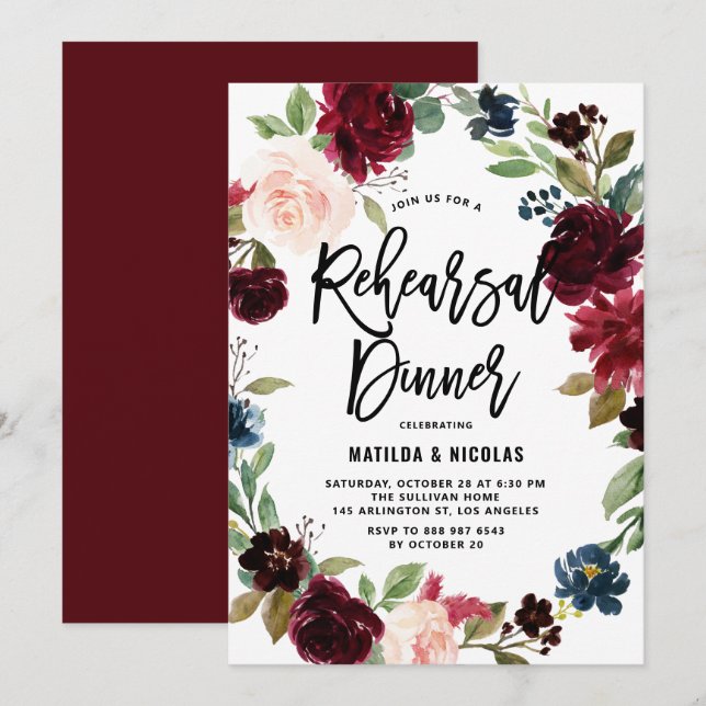 Invitation Couronne de répétition de dîner automnal à l'aquar (Devant / Derrière)