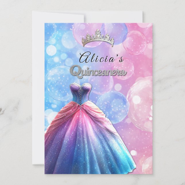 Invitation Couronne de robe de Quinceanera Pretty   (Devant)