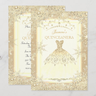 Invitation Couronne de robe dorée Tiara Winter Wonderland Qui