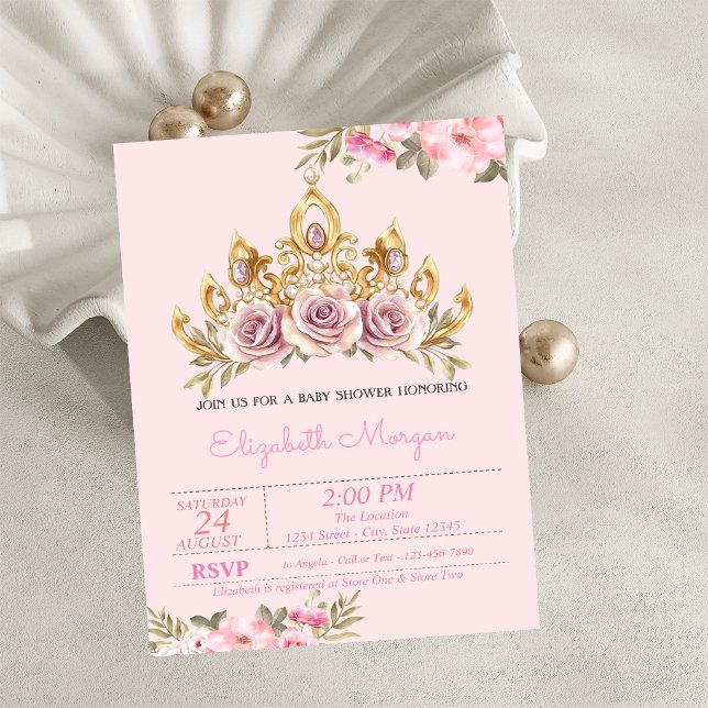 Invitation Couronne de roses chic pour Baby Shower  (Créateur téléchargé)