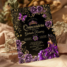 Couronne de roses dorées violettes pour Quinceañer