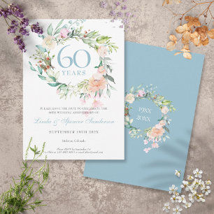 Invitation Couronne de roses pour la date de sauvegarde du 60