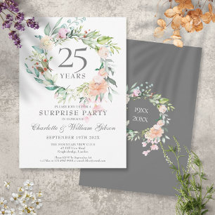 Invitation Couronne de roses pour la fête surprise des 25 ans