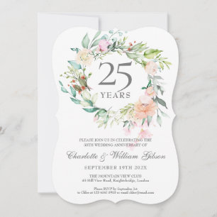 Invitation Couronne de roses pour les 25 ans de mariage 