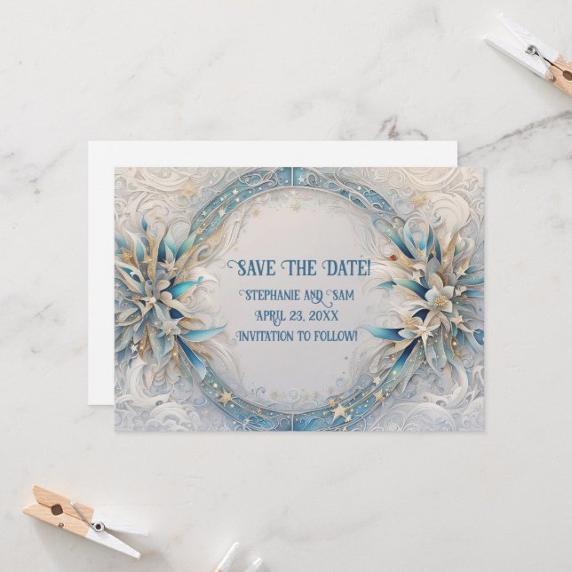 Invitation Couronne de sauvegarde de date d'Art Déco inspirée (Devant/Arrière en situation)